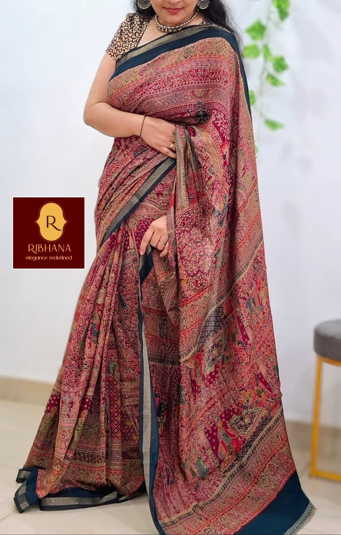 Pink mal viscose saree