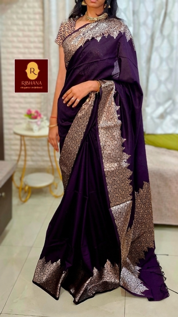 Purple soft south silk saree