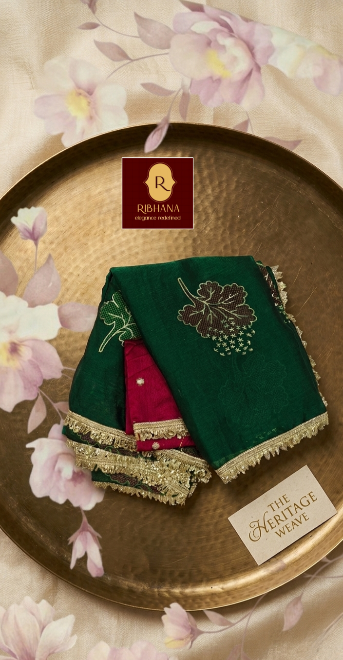 Green fandy silk saree