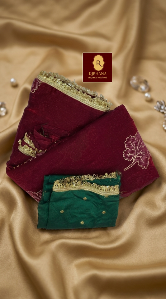 Dark brown fandy silk saree