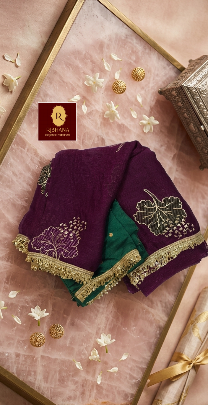 Wine  fandy silk saree