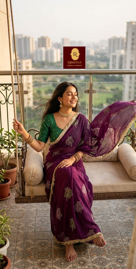 Wine  fandy silk saree