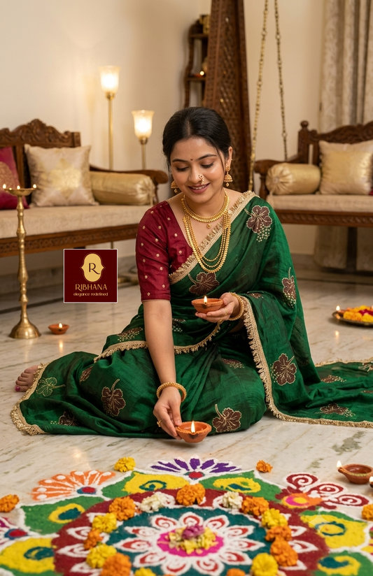 Green fandy silk saree