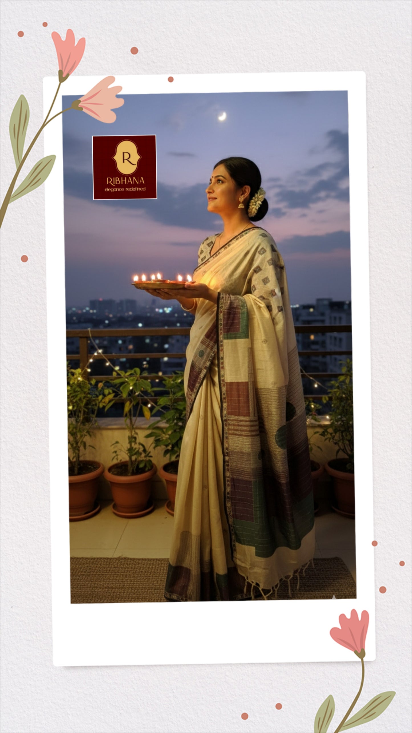 Cream Kantha Sarees