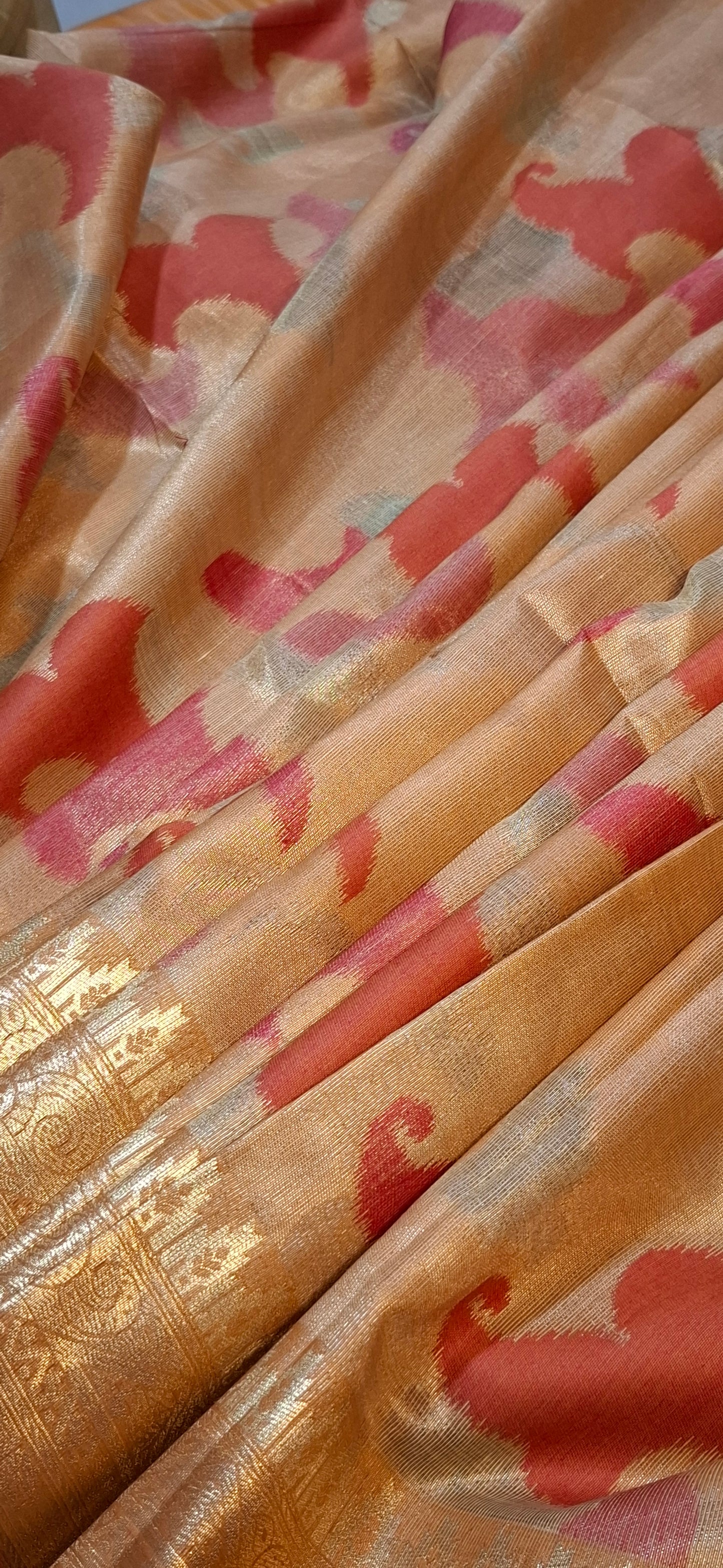 yelow Tissue Linen Saree