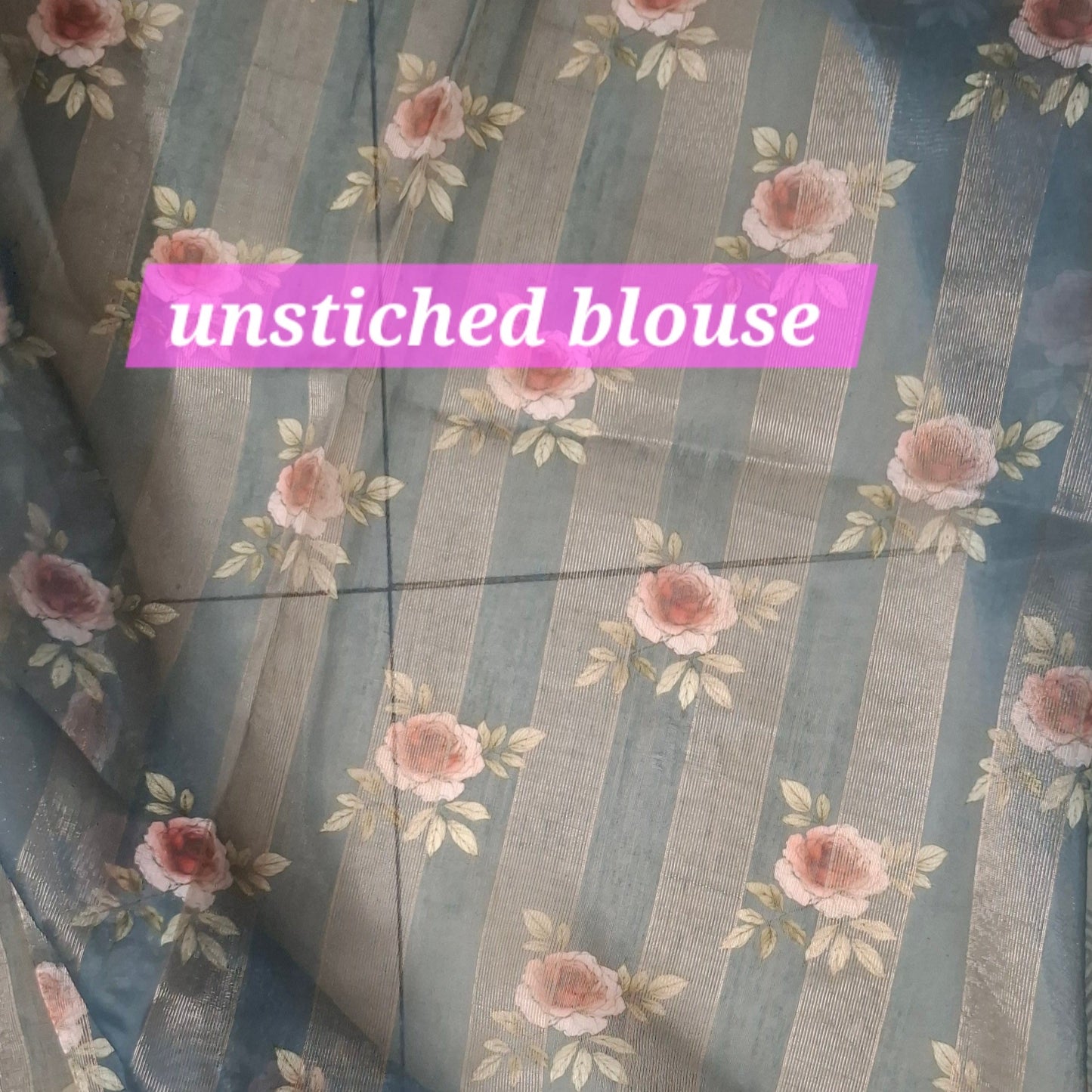 Pink organza printed saree