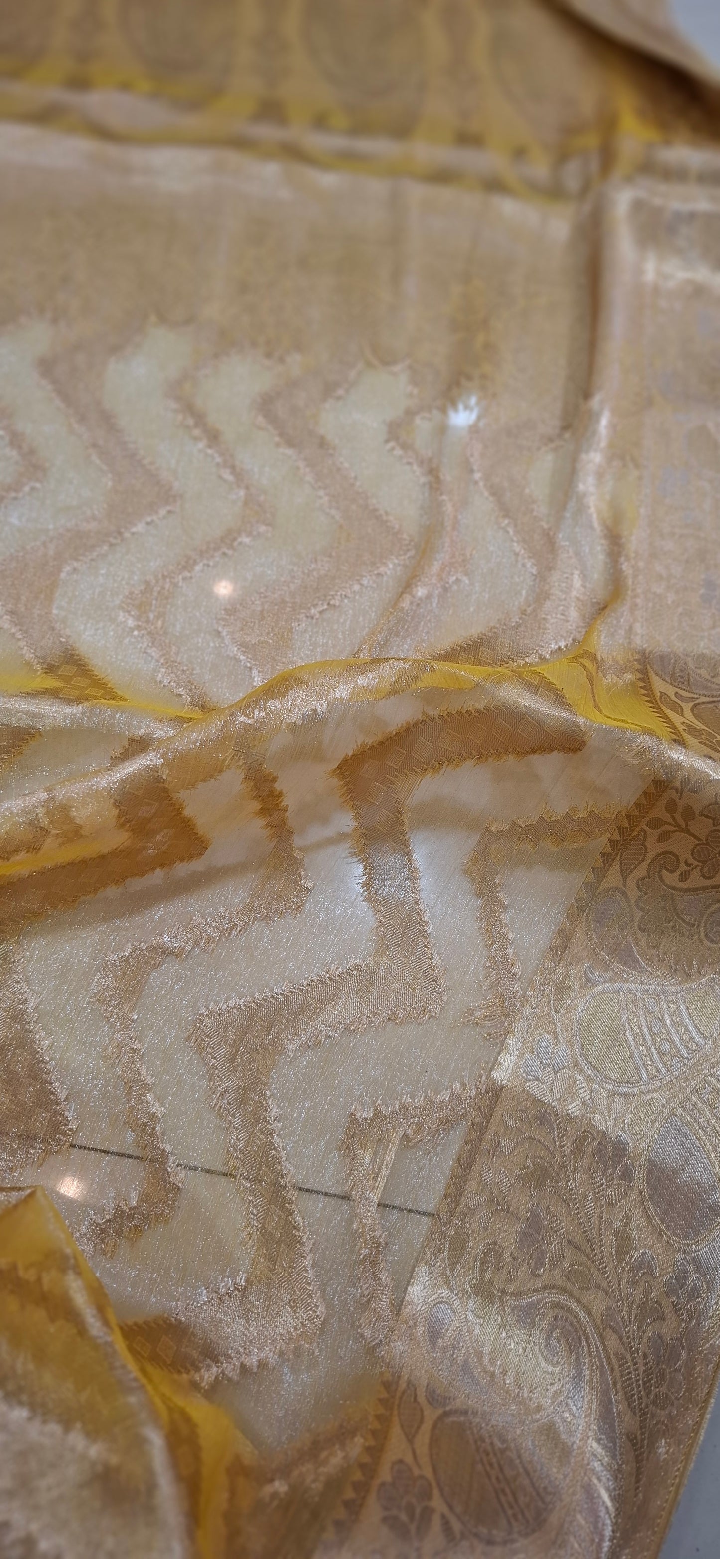 Yellow tissue banarasi saree