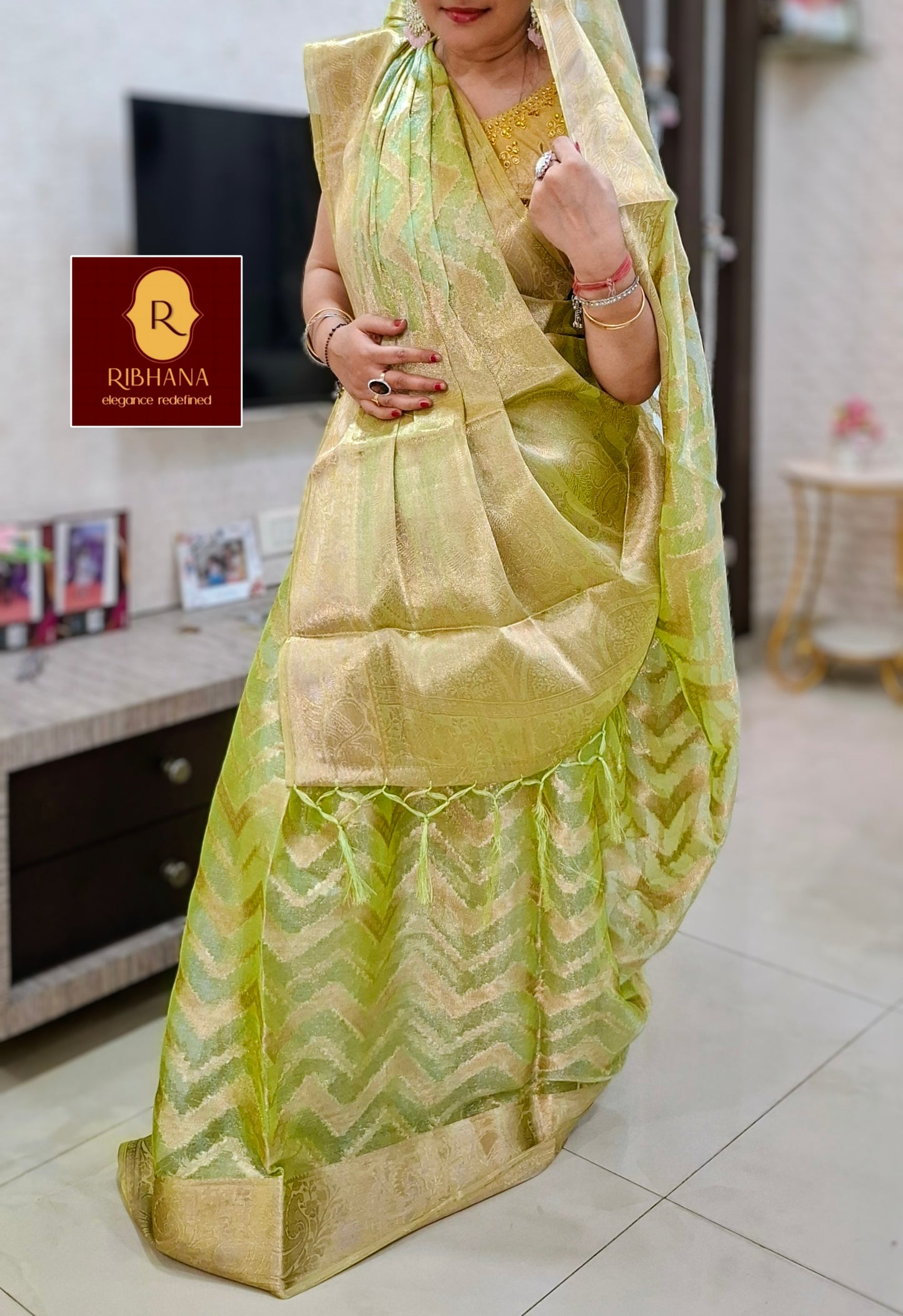 Green tissue Banarasi Saree