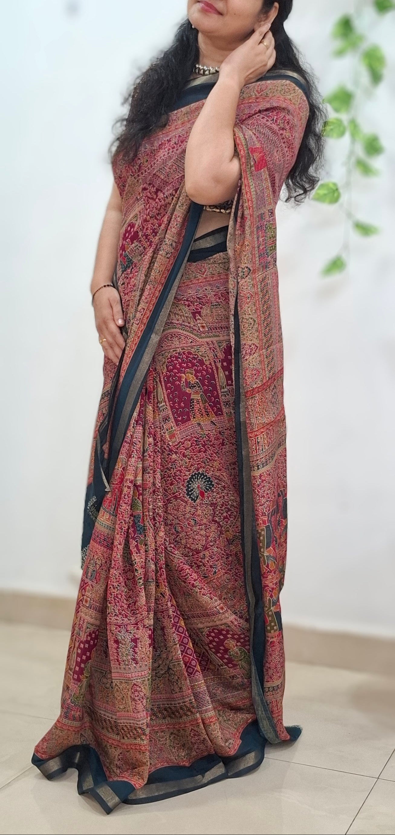 Pink mal viscose saree