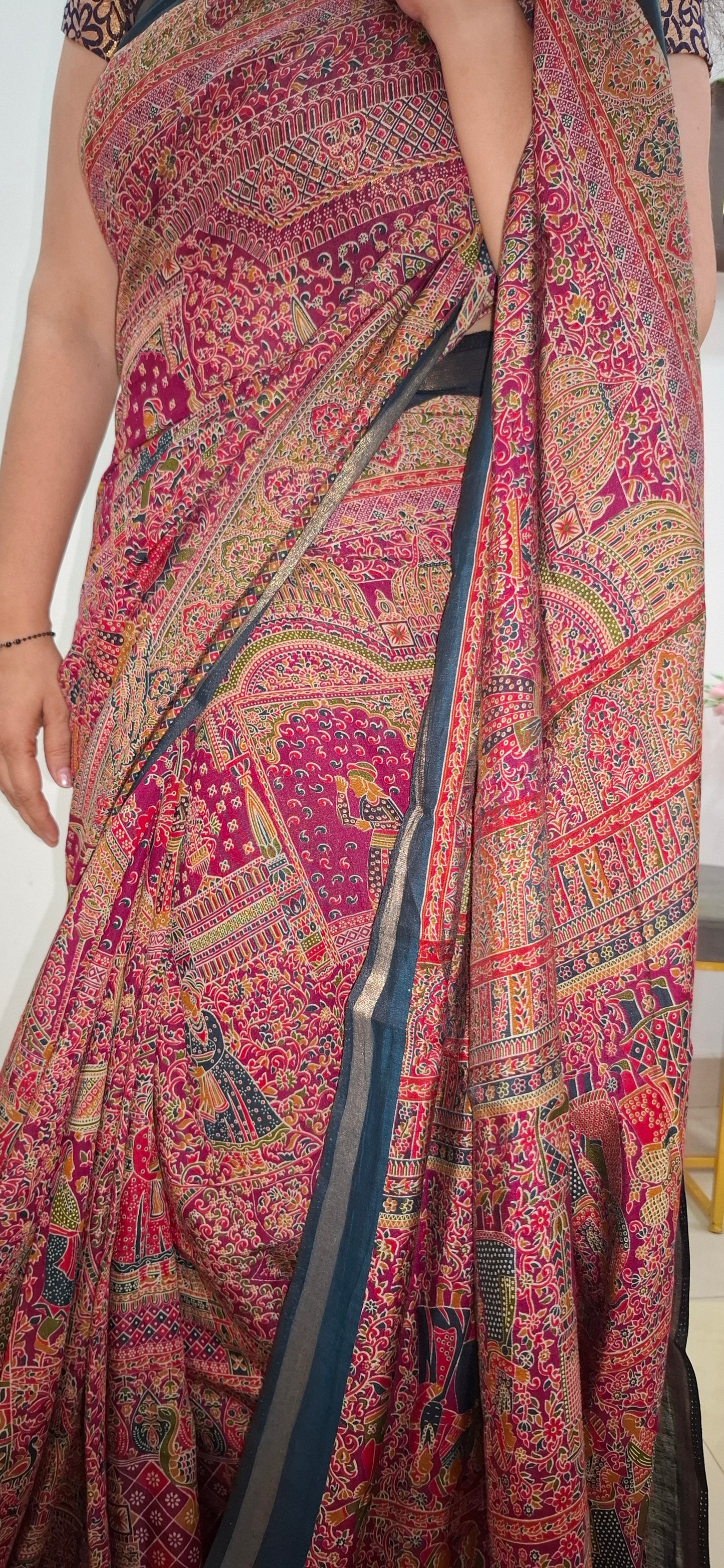 Pink mal viscose saree