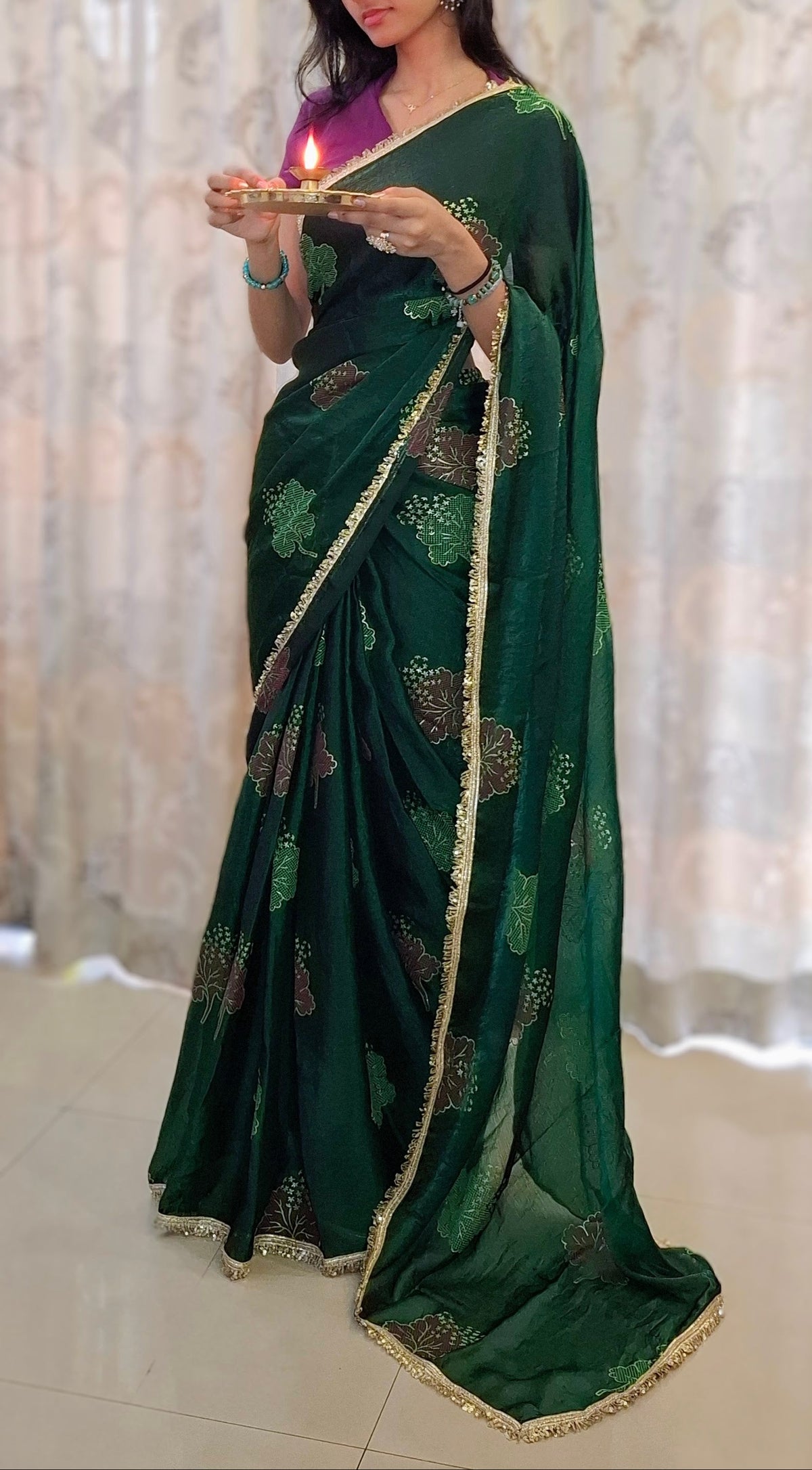 Green fandy silk saree