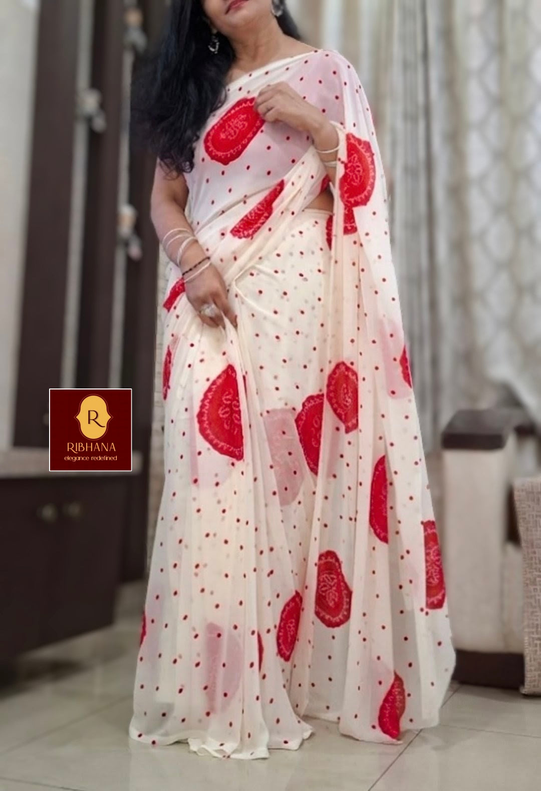 Red super gorgette saree