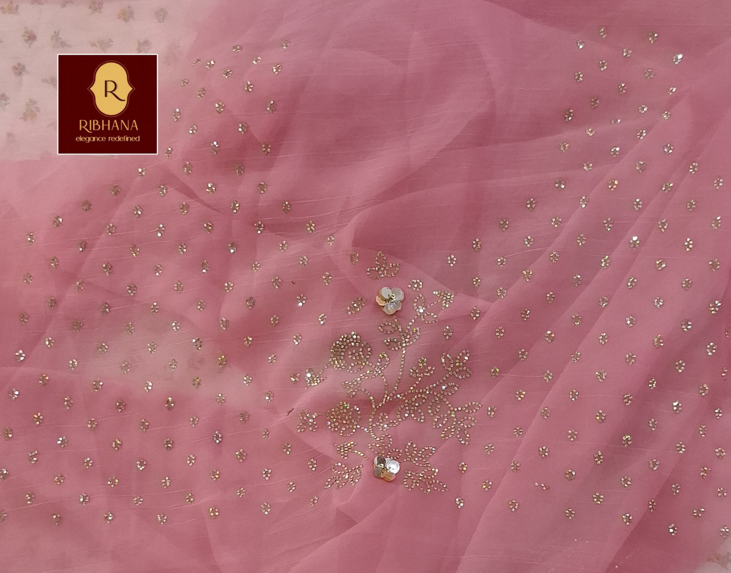 Pink chiffon with stone stud
