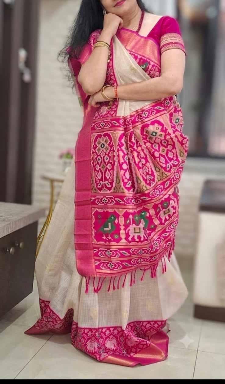 Pink Jacard Silk saree